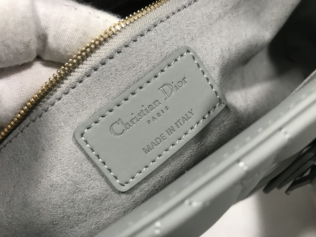 Large Lady Dior Bag Gray Ultramatte Cannage Calfskin